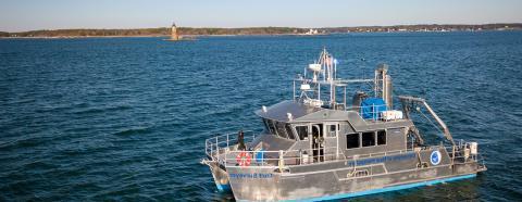 Research boat on ocean